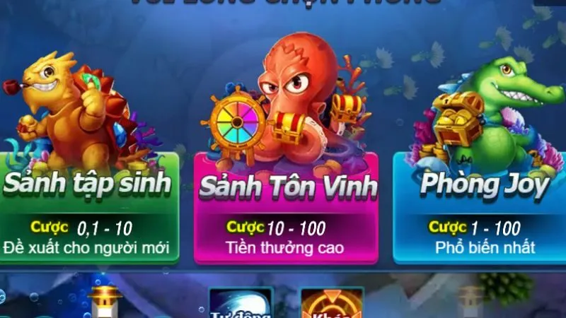 Phòng game tập sinh cho người chơi Vua Đánh Cá mới bắt đầu